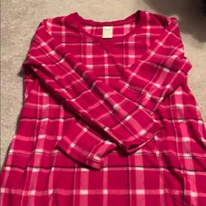 Pink white faded glory flannel night gown medium